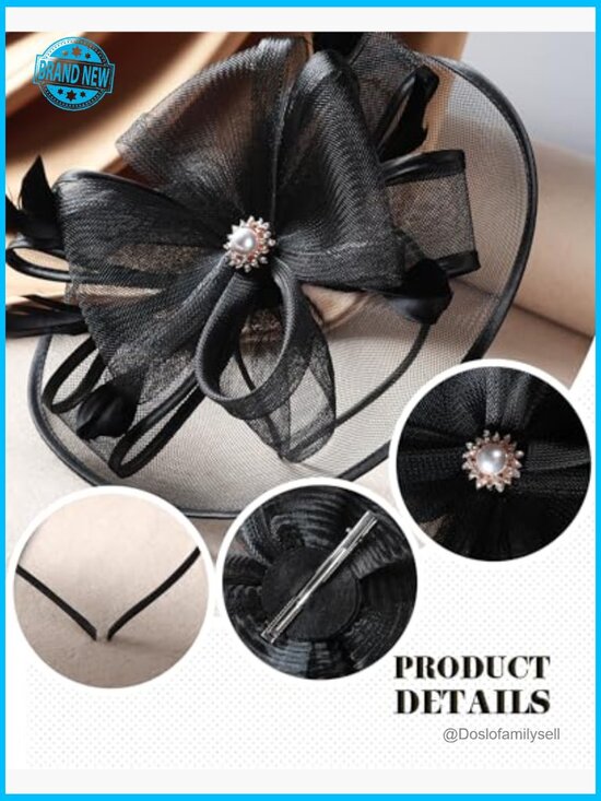 Vintage Feather Mesh Fascinator Tea Party Derby Hat with Clip Headband Versatile main image 6
